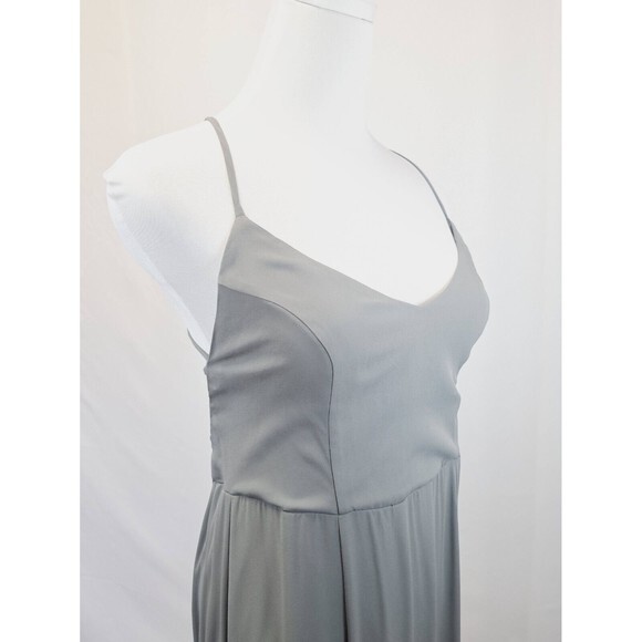 SMYM Godshaw Goddess Gown Large Soft Charcoal Crisp Gray Lace Up Back Bridesmaid - Picture 6 of 11